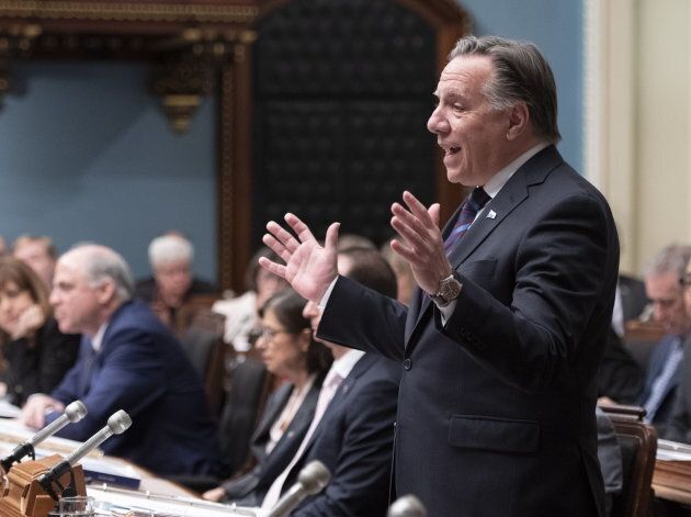 Quebec Premier Francois Legault responds to the Opposition during question period on April 10, 2019 at the legislature in Quebec City.