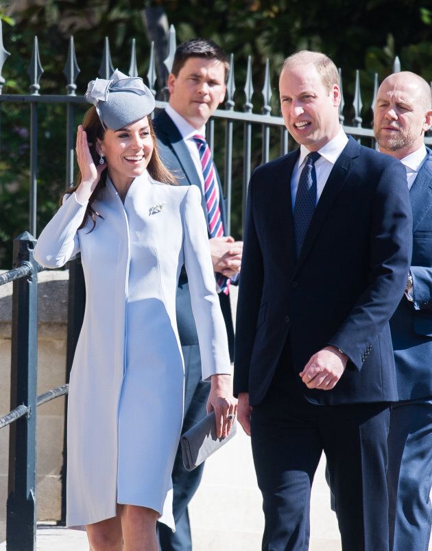 Catherine, Duchess of Cambridge and Prince William, Duke of Cambridge at the Easter Sunday service at St George's Chapel.
