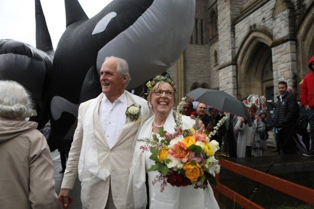May and Kidder at the Christ Church Cathedral in Victoria, B.C., on April 22, 2019.