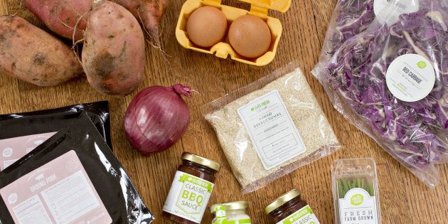 Ingredients from a HelloFresh delivery meal kit. A new study from the University of Michigan found that despite the use of plastic, they're more environmentally sustainable than store-bought food.
