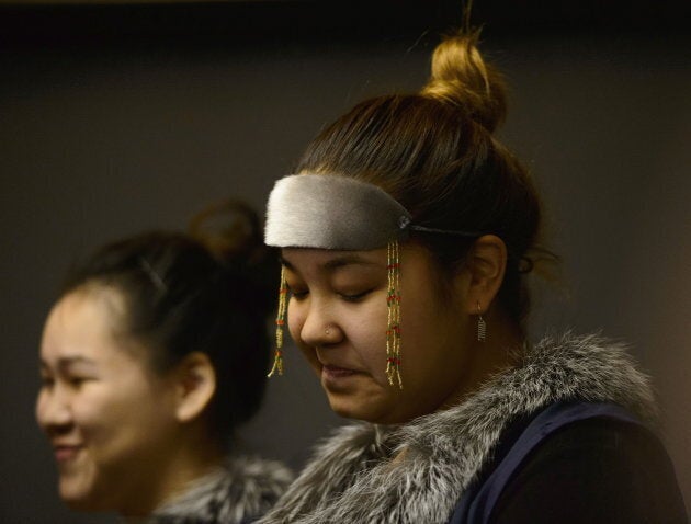 A member of a high school choir performs during a ceremony where Prime Minister Justin Trudeau delivered an official apology to Inuit for the federal government's management of tuberculosis in the Arctic from the 1940s to the 1960s on March 8, 2019.