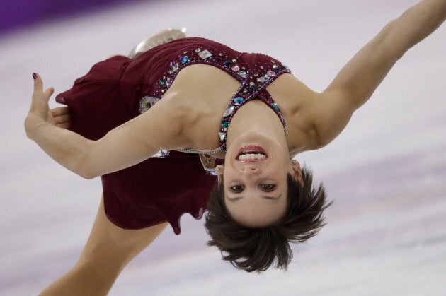 Meagan Duhamel and Eric Radford of Canada perform in the pairs free skate figure skating final at the 2018 Winter Olympics in Gangneung, South Korea, Feb. 15, 2018.