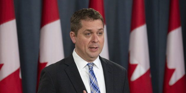 Conservative Leader Andrew Scheer speaks during a news conference in Ottawa on April 29, 2019.