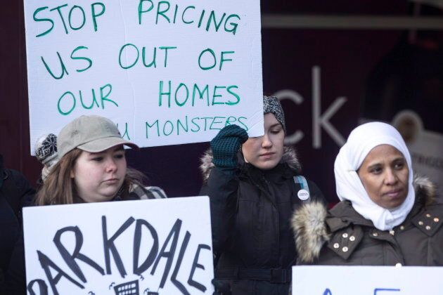 Rent strikers from Toronto's Parkdale neighbourhood refused to pay rent in February 2018 because their landlord applied to the Landlord and Tenant Board to increase rent by more than rent control laws.