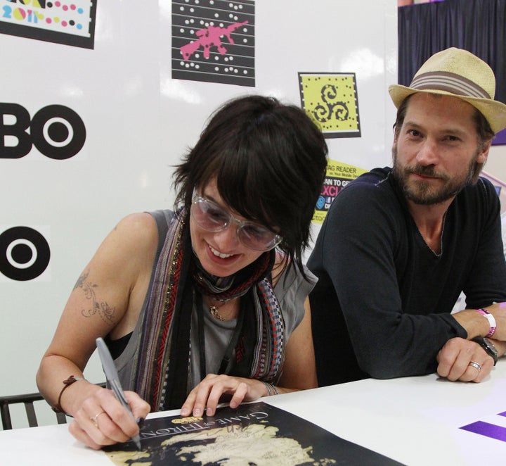 Nikolaj Coster-Waldau and Lena Headey attend HBO's "Game Of Thrones" Panel at Comic-Con in 2011.