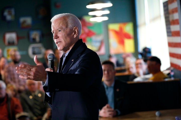 Former Vice President Joe Biden (D) speaks at the Community Oven restaurant in Hampton, New Hampshire, on Monday.