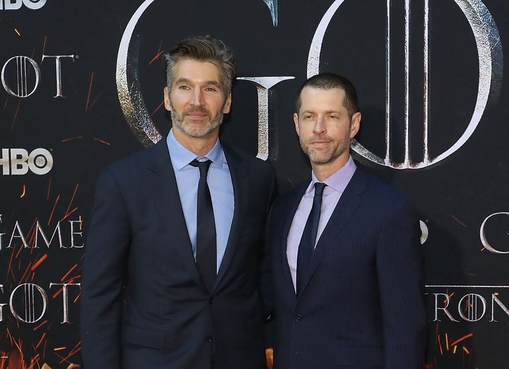 David Benioff and D.B Weiss arrive at the "Game of Thrones" Season 8 premiere. 