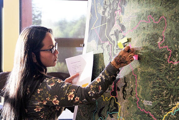 At a community meeting hosted by Tulalip’s Natural Resource Department, community members share their top-five climate
