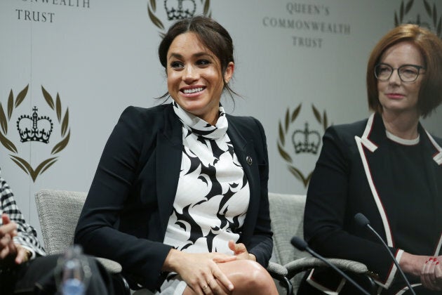Meghan, Duchess of Sussex and former Australian Prime Minister Julia Gillard attend a panel discussion convened by the Queen's Commonwealth Trust to mark International Women's Day on March 8, 2019 in London, England.