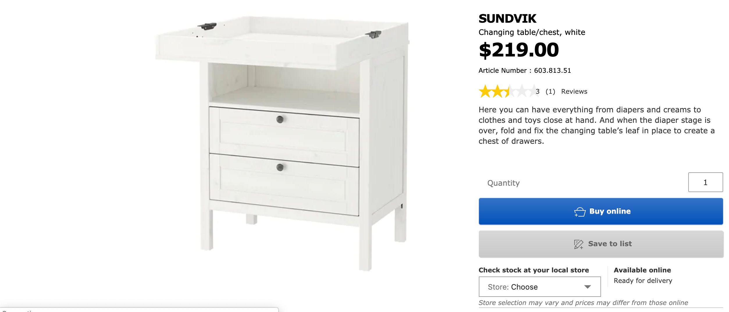 ikea changing table baby