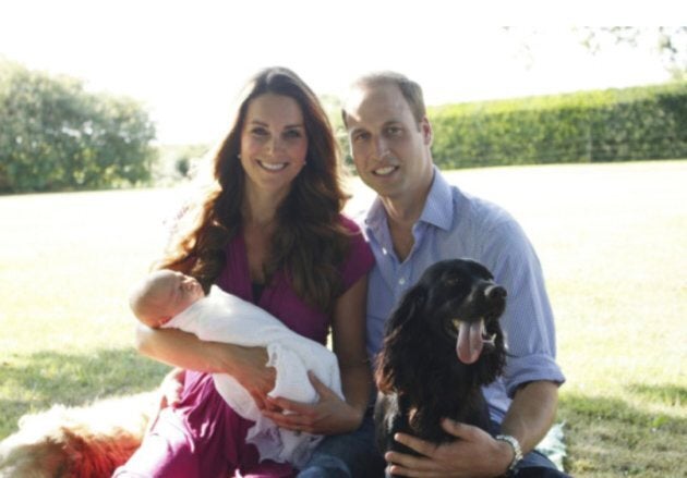 Prince George first official baby portrait with parents Kate Middleton and Prince William, taken by Kate's father, Michael Middleton.