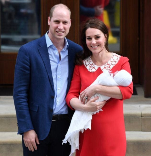 The Duke and Duchess of Cambridge leaving the Lindo Wing at St. Mary's Hospital on July 22.