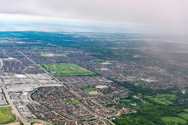 An aerial view of suburban subdivisions in Greater Toronto.