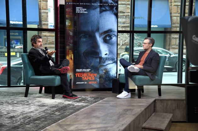 Joe Berlinger, left, visits the Build Series to discuss the films 'Conversations with a Killer: The Ted Bundy Tapes' and 'Extremely Wicked, Shockingly Evil and Vile.' Ted Bundy would have loved seeing his face on a movie poster.