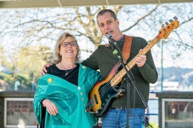 Green Party Leader Elizabeth May is shown with Paul Manly in an undated photo from his Facebook page.