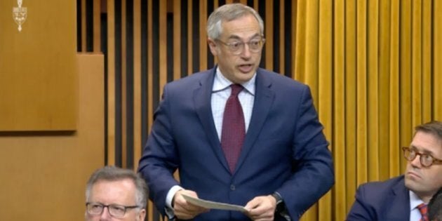 Independent MP Tony Clement stands in the House of Commons on May 9, 2019.