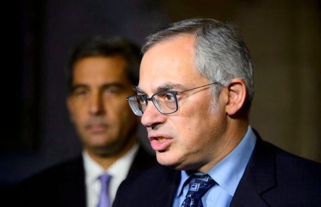 Former Conservative MP Tony Clement holds a press conference on Parliament Hill in Ottawa on Oct. 22, 2018.
