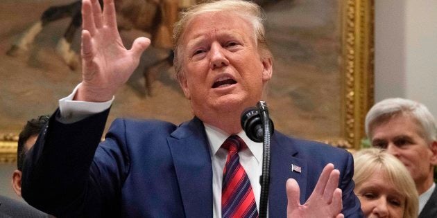 U.S. President Donald Trump speaks at an event in the White House in Washington, D.C., May 9.