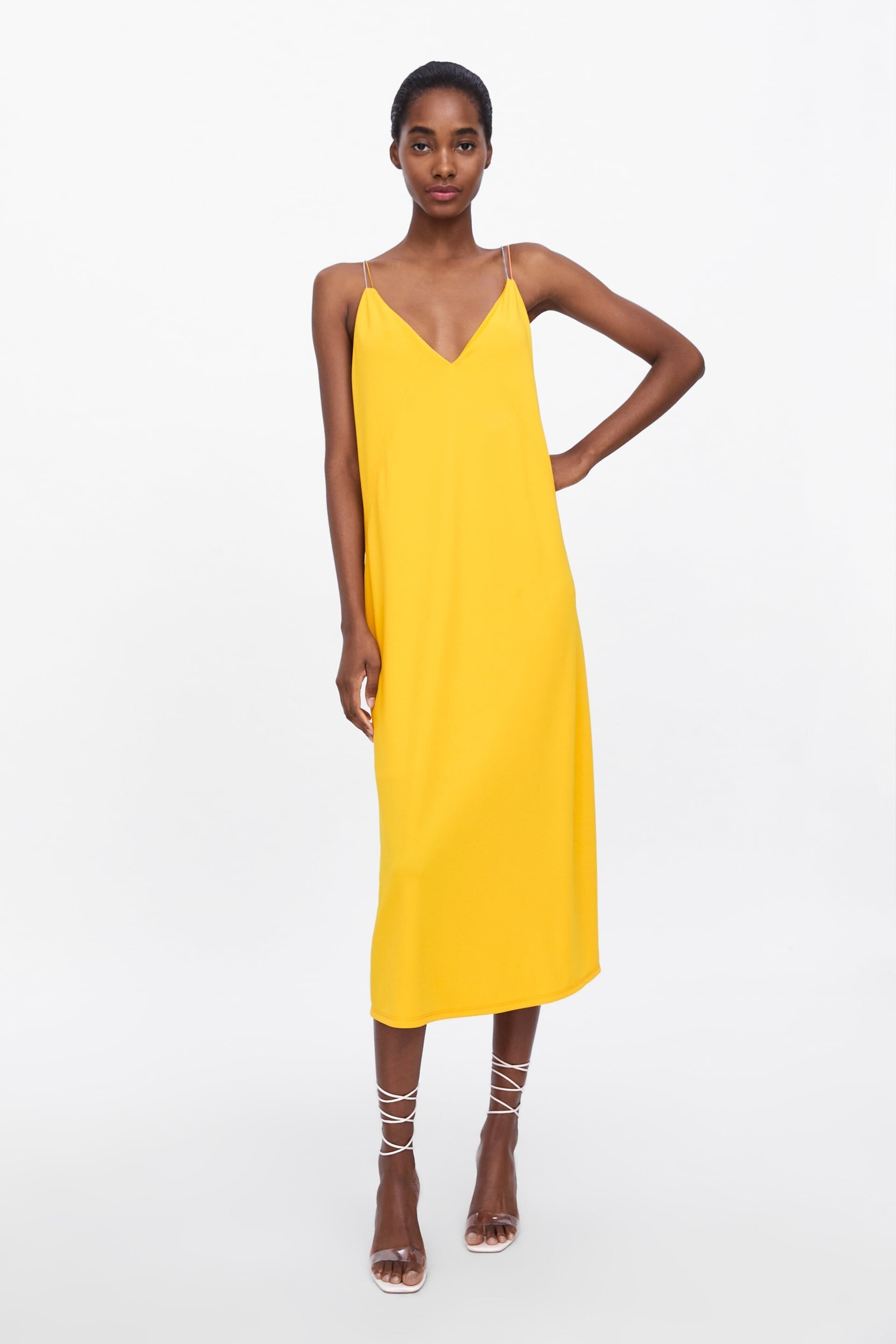 zara yellow strappy dress