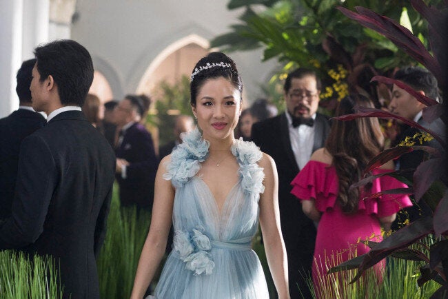 Constance Wu, wearing the memorable dress, in "Crazy Rich Asians."