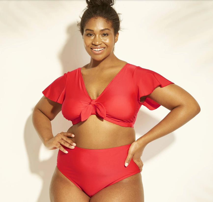 Tie front bikini on sale top plus size