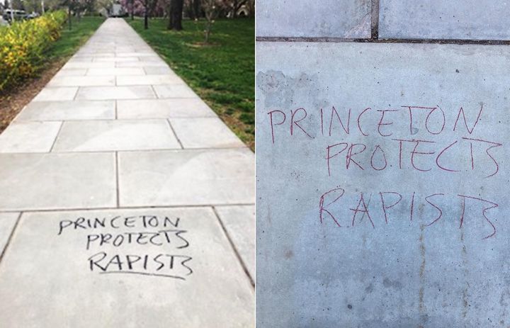 Photos of some of the graffiti that cost the student survivor over $2,700.