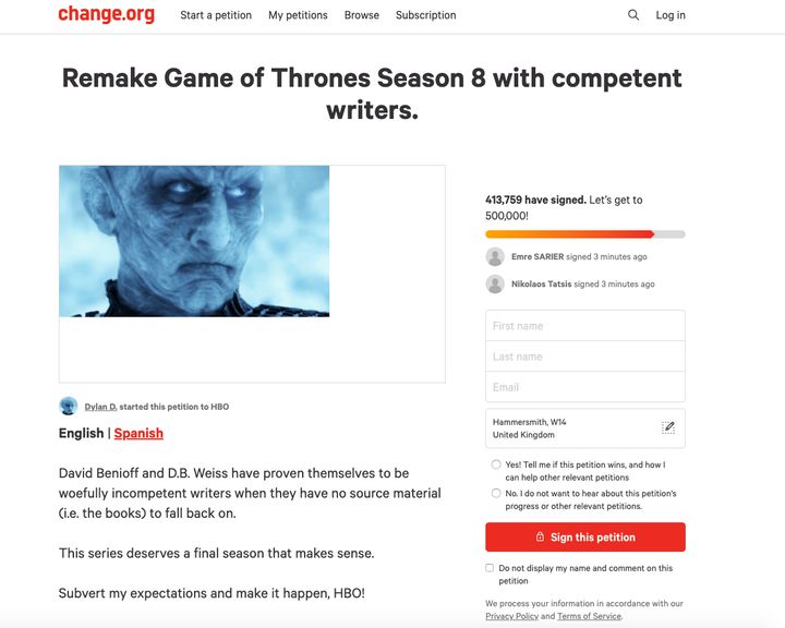 This Game Of Thrones petition is gathering serious pace