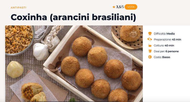 Na Itália, a coxinha é chamada "arancini brasileira".