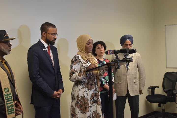 Jalanda Calhoun spoke at a press conference Wednesday to announce her discrimination complaint against the Georgia Depar
