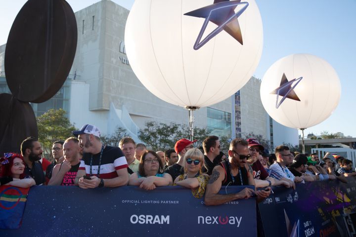 Fans in Tel Aviv gathering for the official Eurovision red carpet earlier this week 