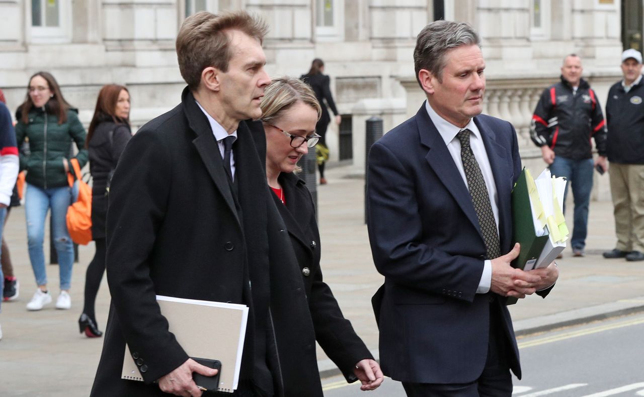 Seumas Milne, Rebecca Long-Bailey and Keir Starmer