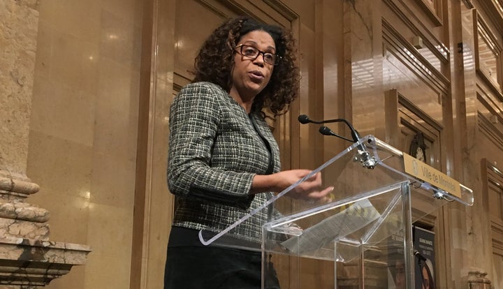Myrlande Pierre, présidente de la Table sur la diversité, l'inclusion et la lutte contre les discriminations de la Ville de Montréal, lors de la création de la Table en mars 2018.