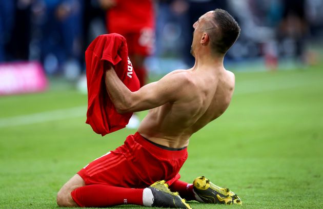 Franck Ribéry célébrant son but lors de Bayern Munich-Francfort le 18 mai