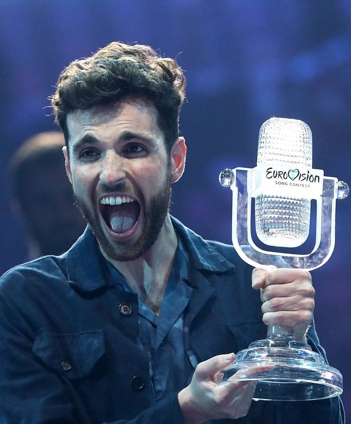 The Netherlands’ Duncan Laurence celebrates his win.