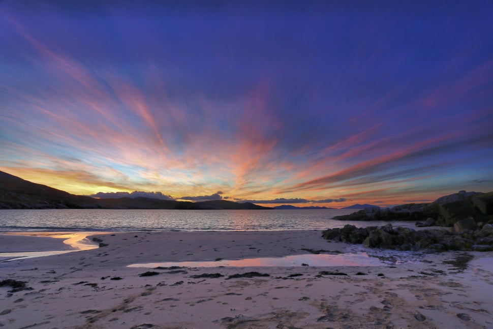 Early Morning at Hushinish: Sunrise casts colourful light over Hushinish Beach on Harris, Outer Hebrides.