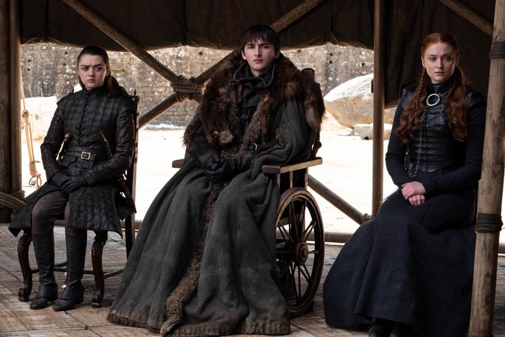 Arya, Bran and Sansa in the finale episode. 
