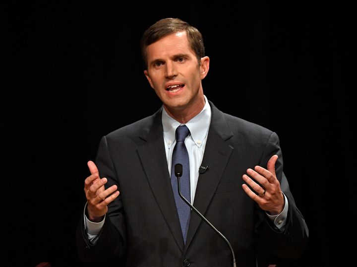 Attorney General Andy Beshear during a debate in Lexington, Kentucky, on April 24. Beshear is running as a defender of health care access and teacher pensions.