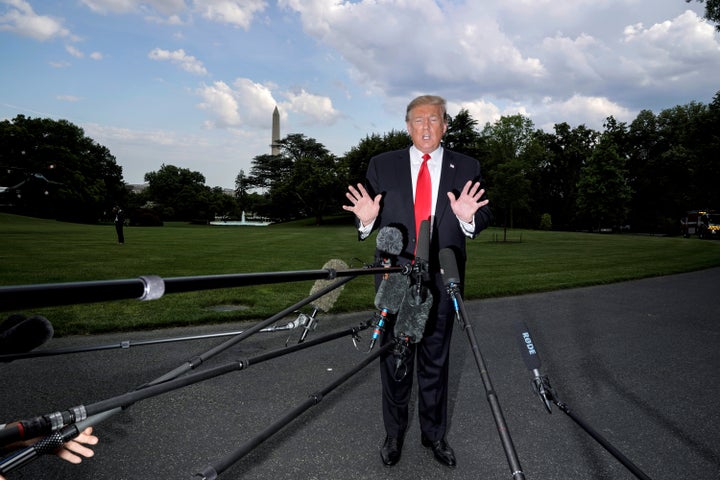 <strong>Donald Trump speaks to the media yesterday.</strong>