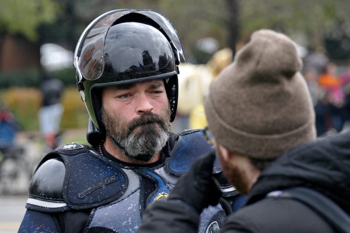 Proud Boy Alan Swinney at a rally.