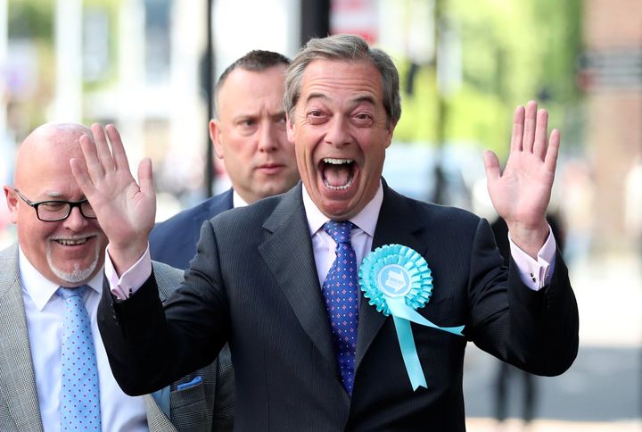 Nigel Farage in Newcastle on Monday shortly before being milkshaked.