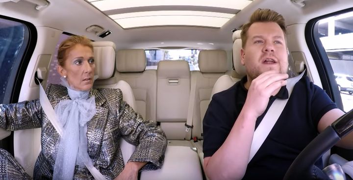 Céline Dion took the front seat Monday night on James Corden’s “The Late Late Show” for his hugely popular Carpool Karaoke segment to tour the streets of Las Vegas.