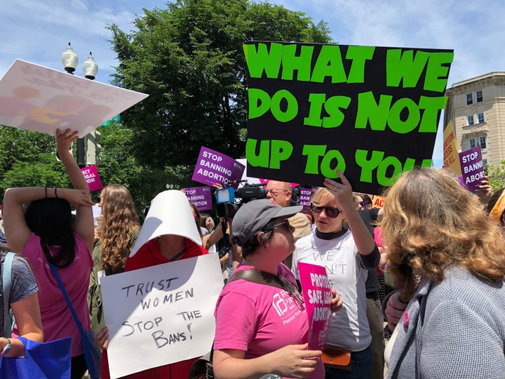 People demonstrate at the National Day of Action to Stop the Bans in Washington, D.C., on Tuesday.