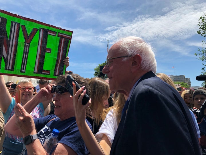 Sen. Bernie Sanders was among those attending the rally in Washington, D.C., on Tuesday.