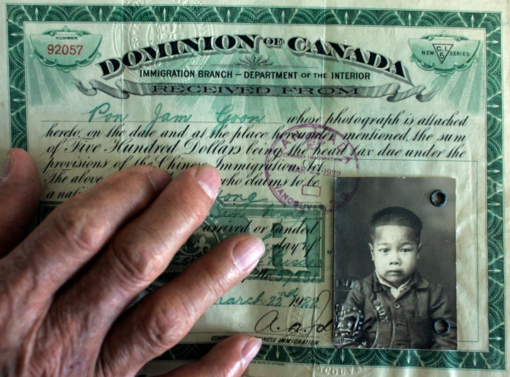 Chinese-Canadian head tax documentation. 