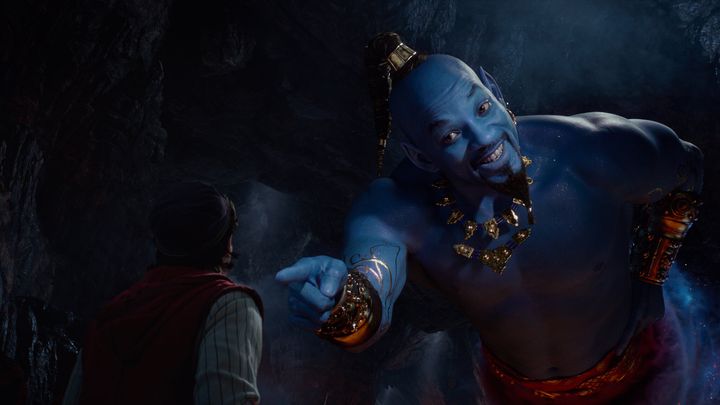 A very blue Will Smith in "Aladdin."