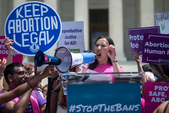 Planned Parenthood President Leana Wen spoke outside the Supreme Court Tuesday.