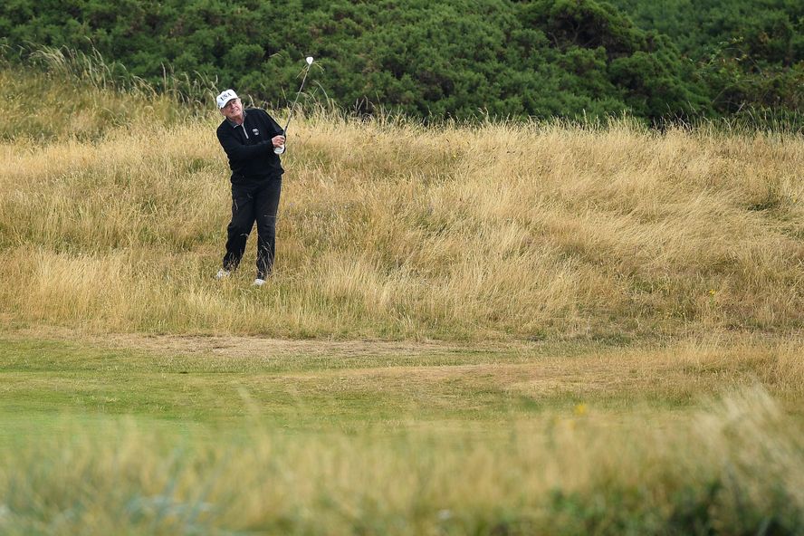 President Donald J. Trump has spent a total of 61 days on his Florida courses, 58 at Bedminster in New Jersey, one at Trump National Golf Club in Los Angeles and two at Trump Turnberry.  Photograph: Leon Neal/via Getty Images.