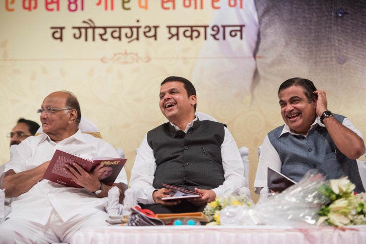 Sharad Pawar, Devendra Fadnavis and Nitin Gadkari in a file photo