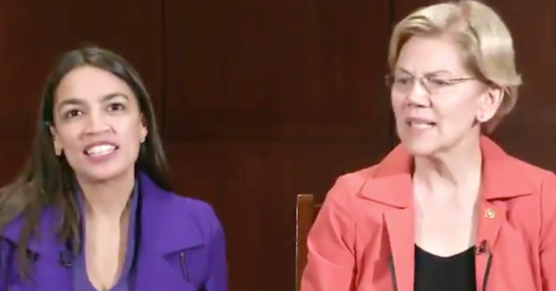 Alexandria OcasioCortez And Elizabeth Warren Breathe Dragon Fire On
