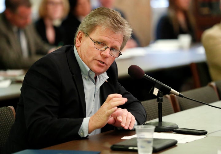 In a Tuesday, Dec. 19, 2017, file photo, Rep. Doug McLeod (R-Lucedale) questions a witness at a hearing at the state Capitol in Jackson, Mississippi.